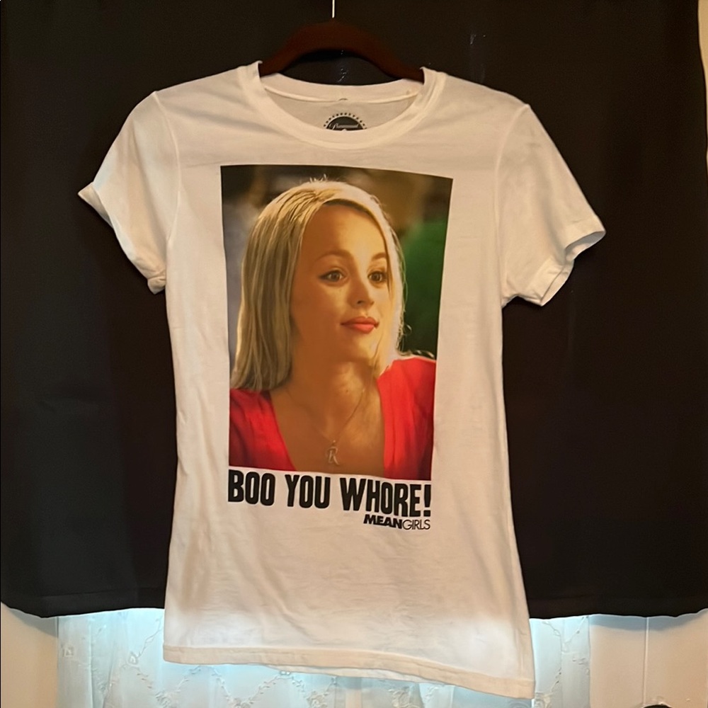 White Graphic Tee with Mean Girls Print